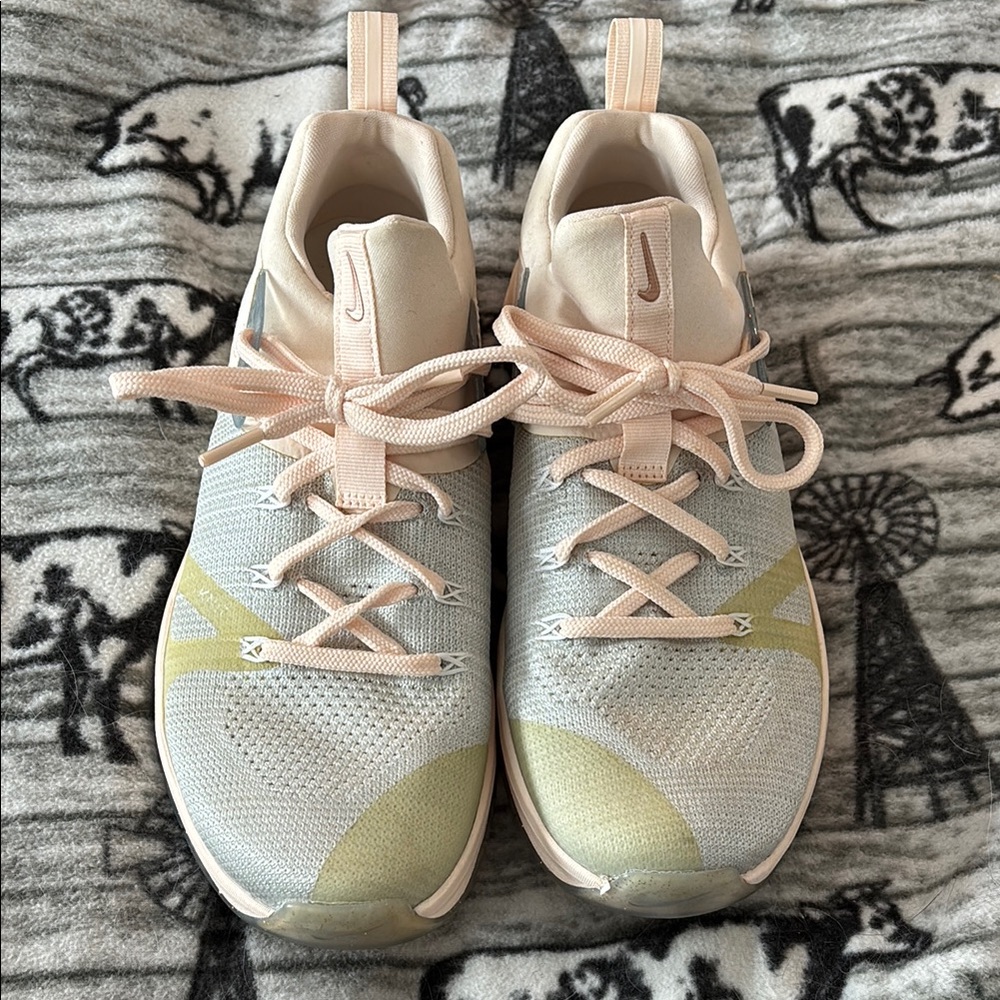 Nike Light Pink and Gray Athletic Shoes with Breathable Mesh